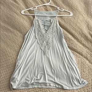 American Eagle Outfitters Light Gray Lace Tank Top